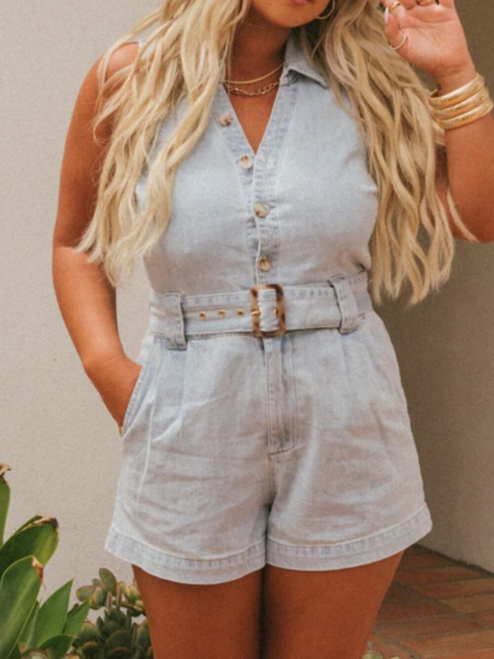 Show Me Your Mumu Denim Romper